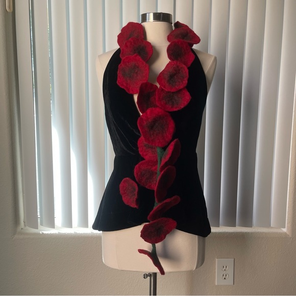 Brand New Handmade Felted Wool Flower Boa Garland Scarf - Picture 3 of 13